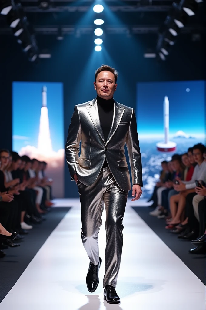 Elon Musk in a fashion show