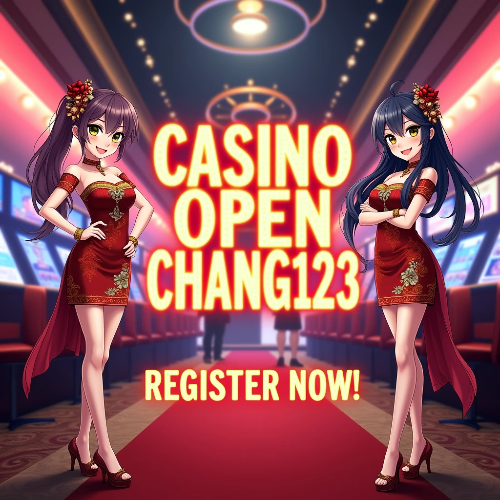PG SLOT >> [chang123th.featuring] Direct web, upper body, two beautiful Thai women holding a sign "CHANG123 REGIST NOW" Cheerful, Happy, Casino Background, Thai Dress, Real Cartoon Pixar, Broken Chest, Standing Behind Poker Table, White Skin , realistic,