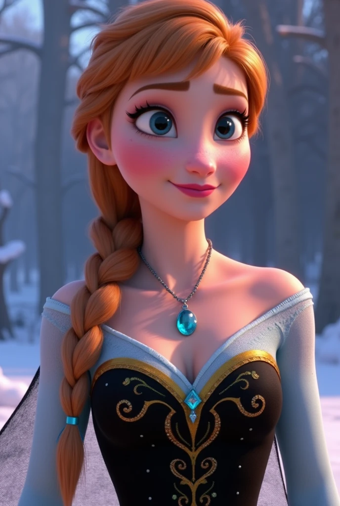Anna from Frozen showing her naked boobs without clothes