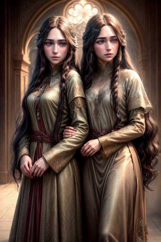 a man with long brown hair,blue eyes,olive skin,a woman with long black hair,brown eyes,pale skin,freckles,(best quality,4k,8k,highres,masterpiece:1.2),ultra-detailed,(realistic,photorealistic,photo-realistic:1.37),detailed portrait,couple in love,romantic date,warm lighting,cinematic,dynamic composition,hazy background,vibrant colors,soft focus,intricate details