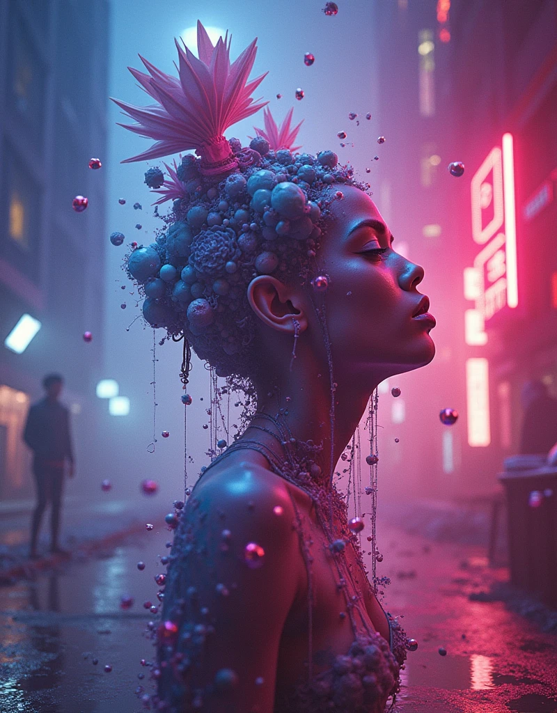 deconstruction of self, hyperrealistic surrealism, dreamscape,   award winning masterpiece with incredible details, zhang kechun, a surreal vaporwave ,  liminal space, highly detailed, Extremely detailed futuristic, Cleveland Ohio, cinematic ,rim lighting ,octane render, wvebg1