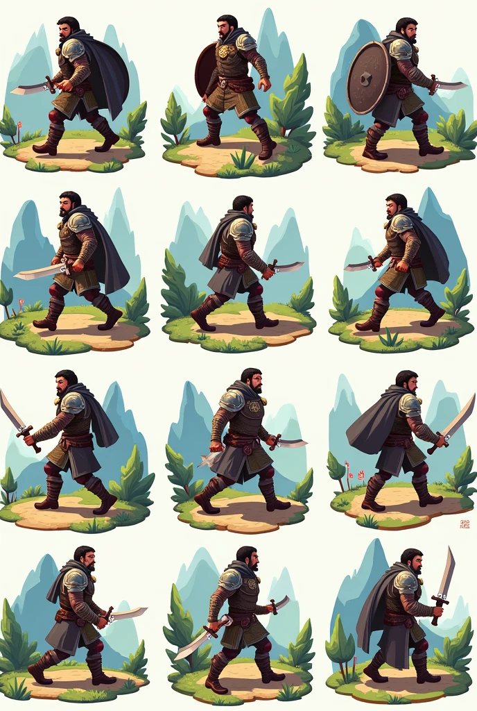 2D Sprite Sheet walking Warrior isometric