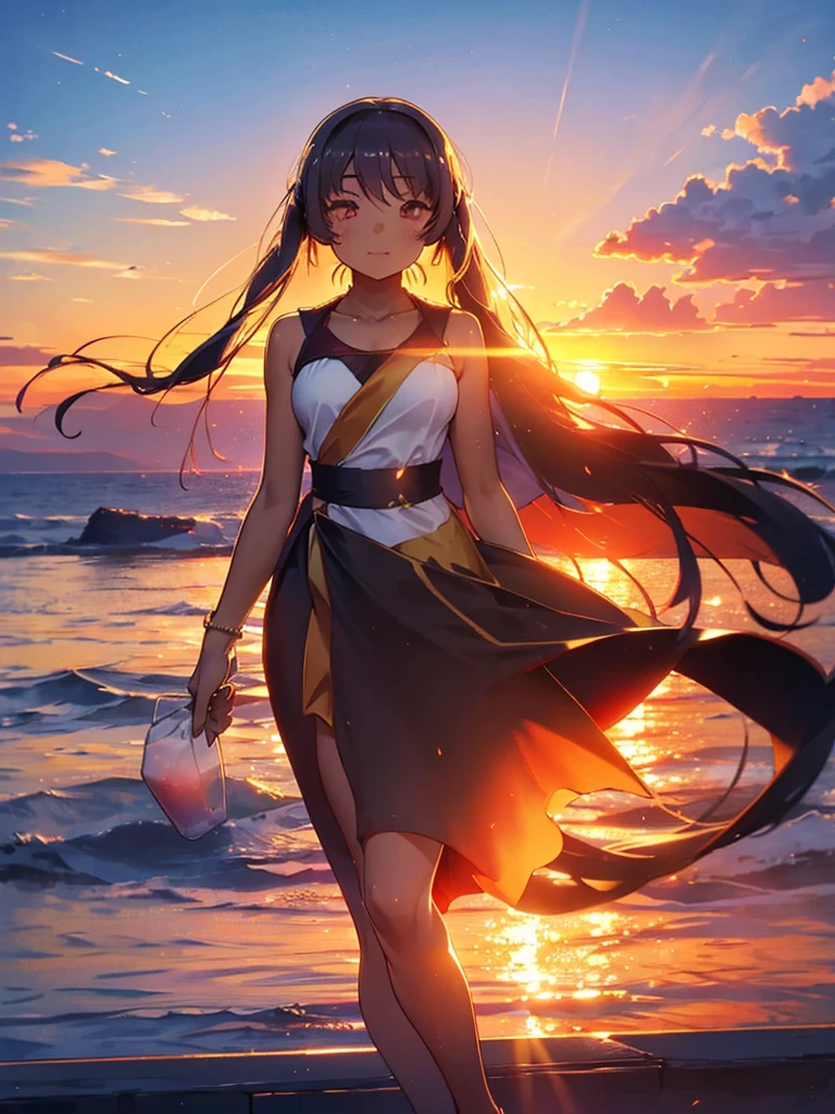 Skyline, sunset, Silhouette against a cloud background, meditation. Watching the beautiful sunset, sunset時に, sunset時, sunsetとともに, In the sunset, Nice views, Sunset view, With the sunset, sunset時に, During Golden Hour,