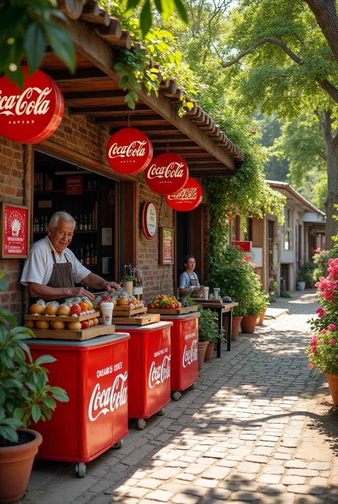 Humble business with Coca-Cola tables on some little-traveled street
