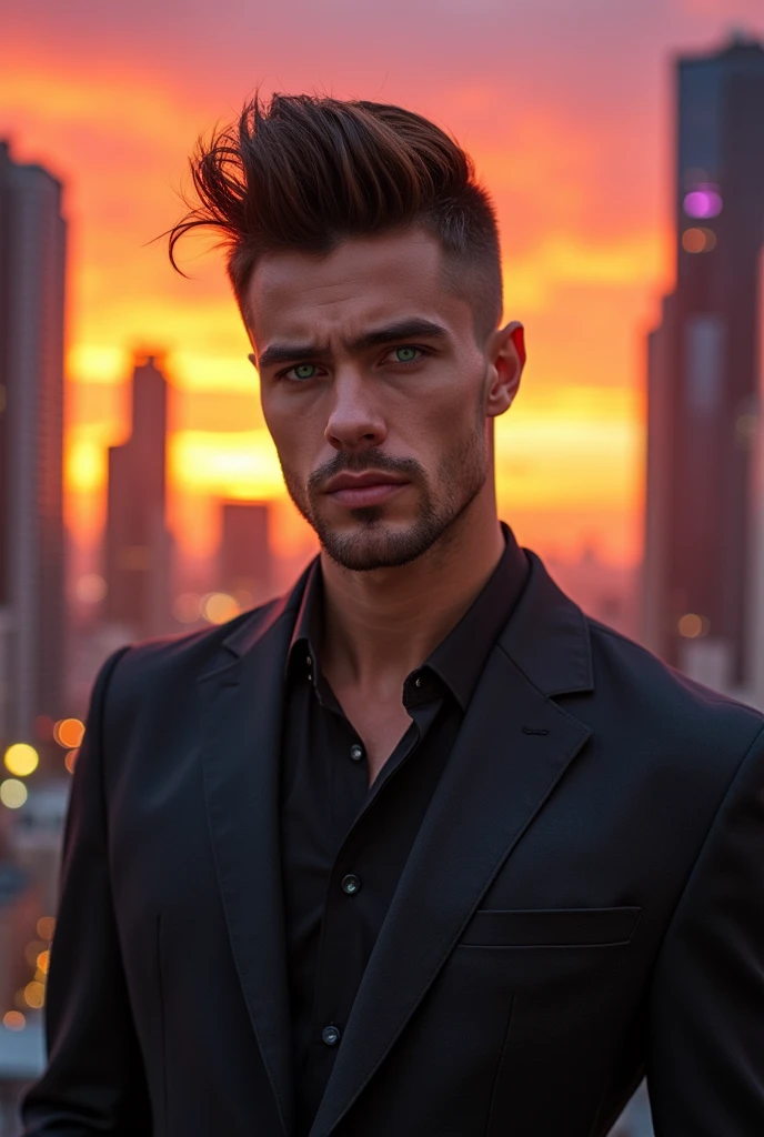 A man with straight spiky hair