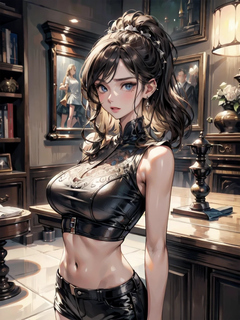 (Masterpiece), High Quality, 1 lady, Young, Black Outfit, Dramatic Moment, Caught in a Crisis, Emotional Intensity, Expressive Face,nabla;, Intentional Losing of a Precious Object,([DeterminedLook], Distraught, [[DeepBreath]], Nervous Tension), (BeadedNecklace, [[Heirloom]], Broken, Fallen), Graceful Movement, (VelvetBlackDress, [[Elegant]], [[Tailored]], [[Form-fitting]]), [[MessyHair]], [[SweatDroplets]], [[TearStreaks]], [[Framed