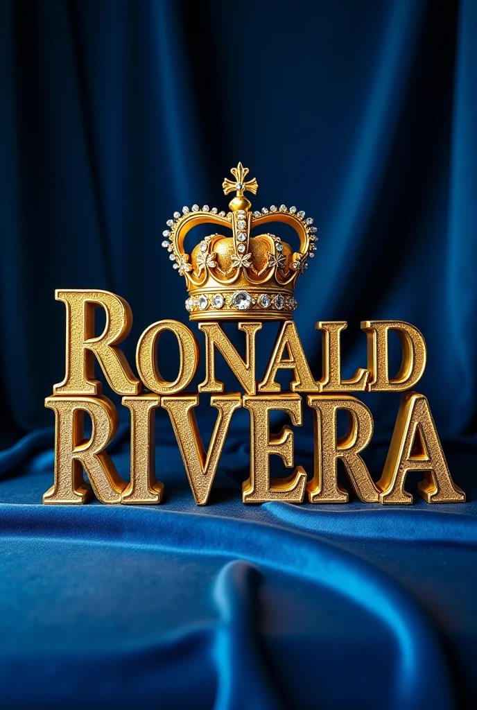   Name Ronald Rivera in 3D gold but do not join them and a crown on the 


