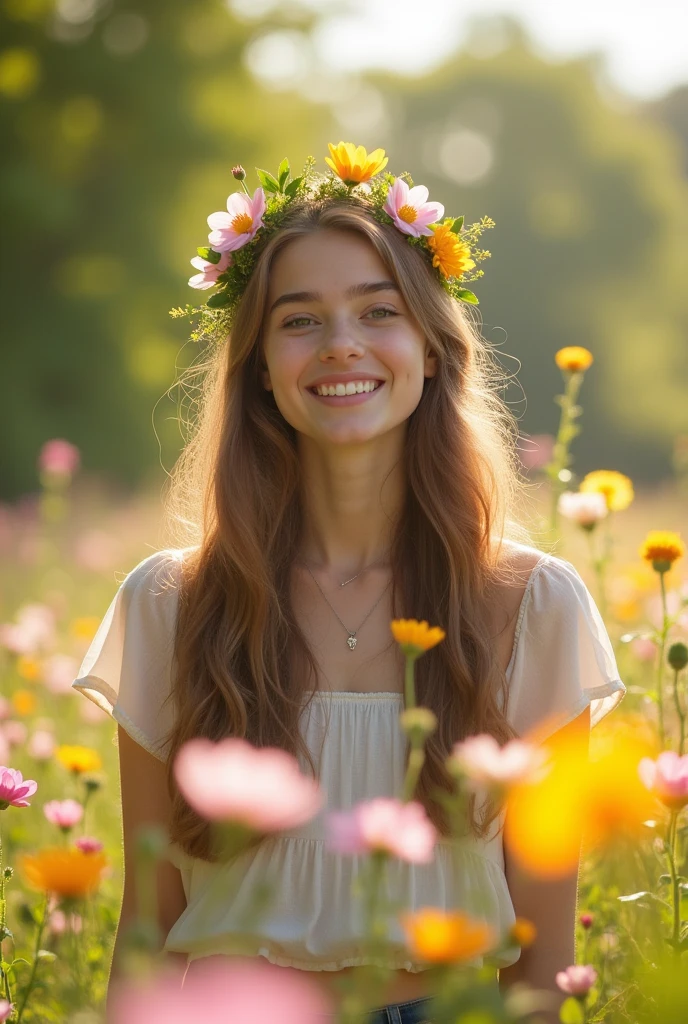 A young girl 20 age and beautiful, flowers, real photography,8k,HD video