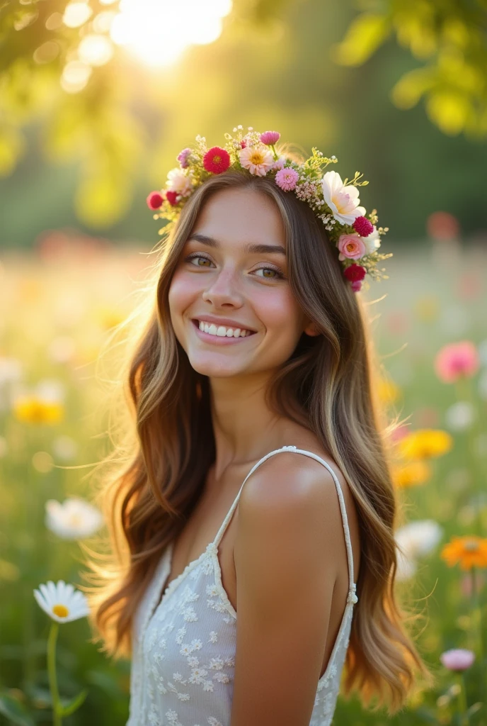 A young girl 20 age and beautiful, flowers, real photography,8k,HD video