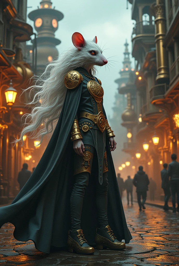 Rat Man Beastman Wizard White hair steampunk female
