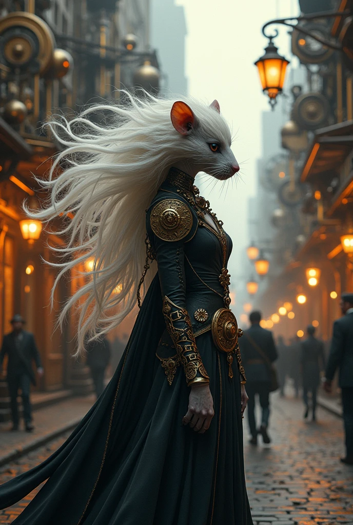 Rat Man Beastman Wizard White hair steampunk female