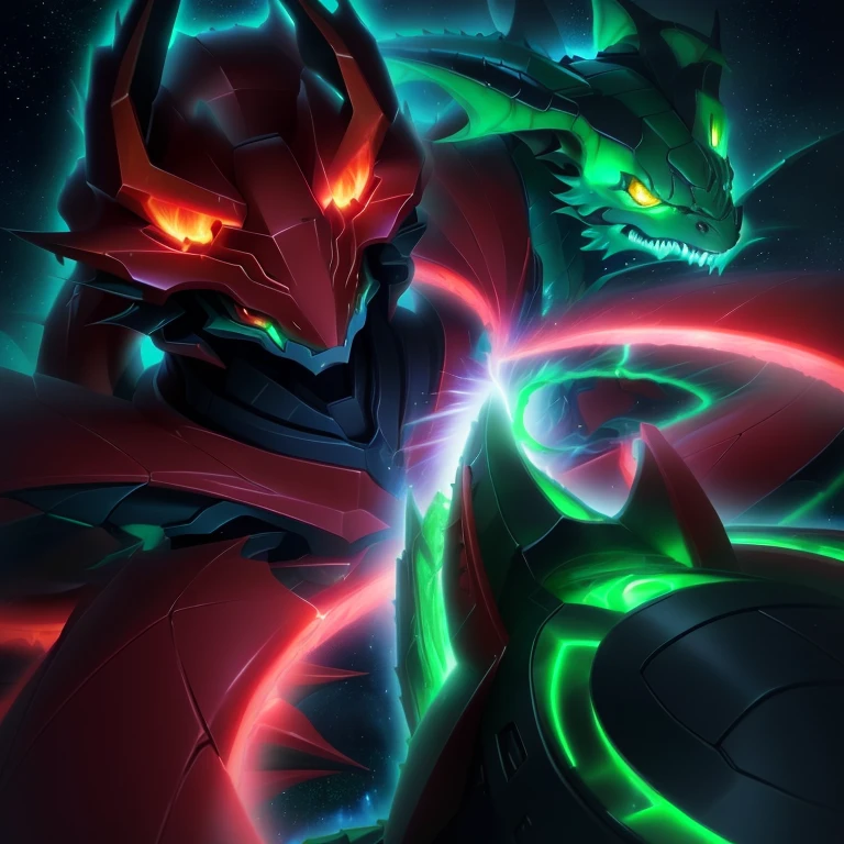 there is a cartoon of a dragon with a glowing green light, slifer the sky dragon, safebooru anime image, gurren lagan, gelbooru anime image, intense battle, giygas, intense fighting, sharp robot dragon claws, do you know de wae, mega legendary, koda kazuma, zora, giratina, hydra