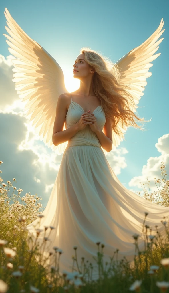A beautiful angel gazing at you tenderly in the daylight