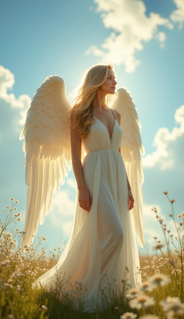 A beautiful angel gazing at you tenderly in the daylight
