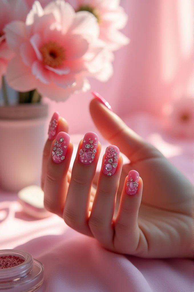 Nail art pink color