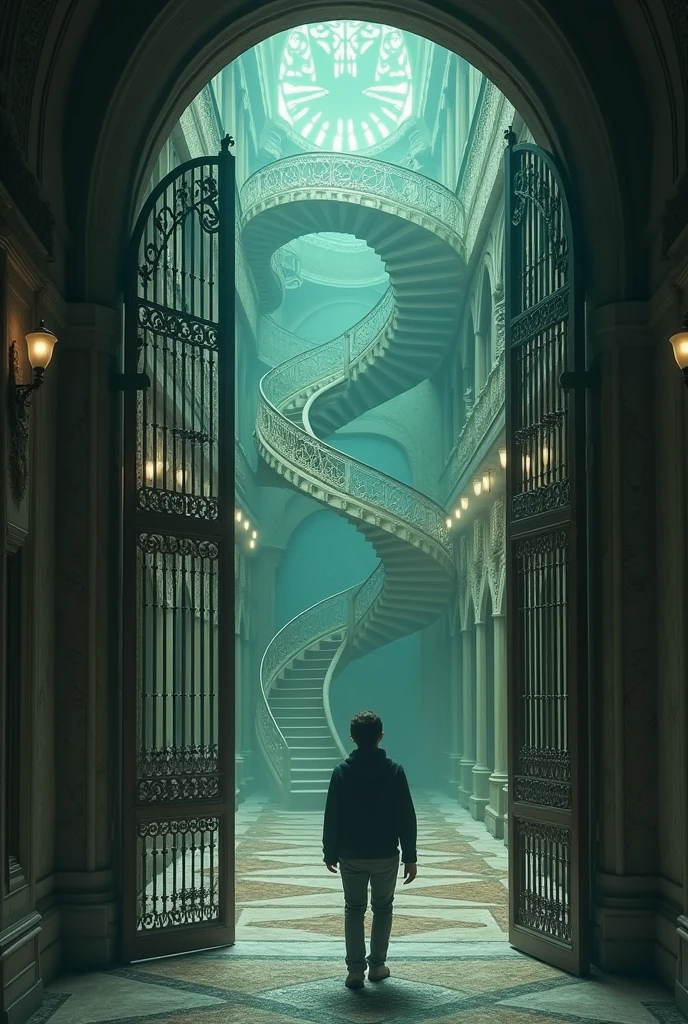 As you cross the gates of the Veritas Institute, Evan was immediately absorbed into an environment that seemed to transcend ordinary reality.. The majestic exterior of the school was just a harbinger of what awaited inside.. Endless corridors, adorned with carvings and details carved with almost supernatural precision, extended like veins from a living body. Spiral stairs, that seemed to dance between the floors, gave the impression that the building itself was moving, breathing together with those who inhabited it. The grandeur of the place, Although, carried with him a feeling of isolation; Evan's every step reverberated, as if the space around him amplified his loneliness and uncertainty.
