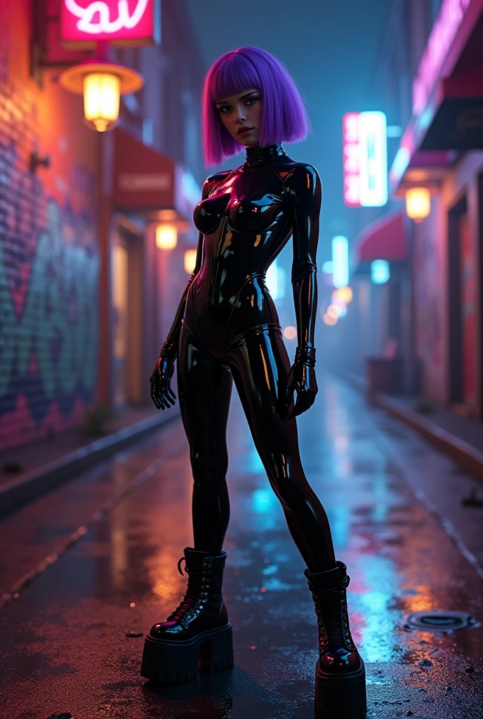Teen prostitute in latex catsuit