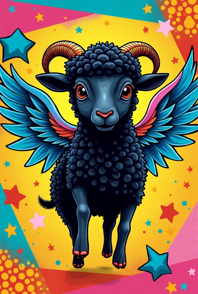 Black Sheep　Pop art style　Personification　wing　