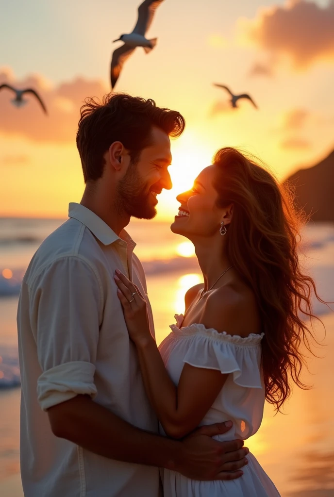 A couple in love looking into each other's eyes