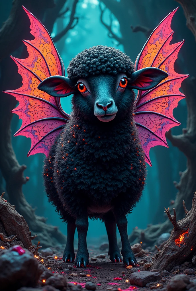 Black Sheep　Pop art style　Personification　wing　Horror