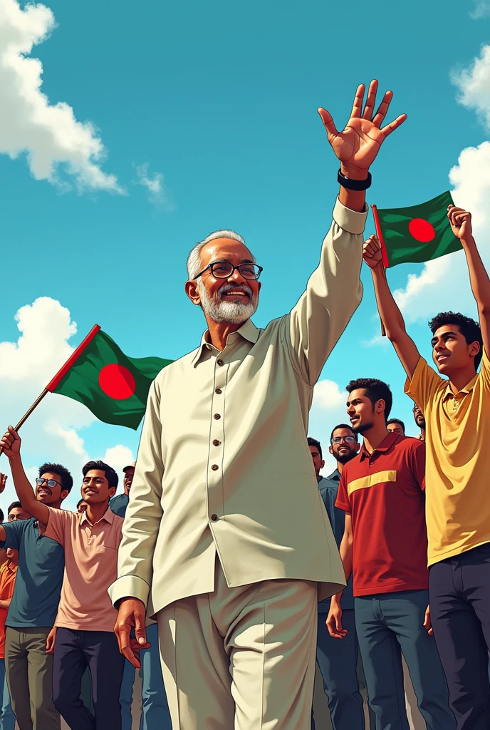 Interim government formation by dr. Yunus along side with student leaders in Bangladesh