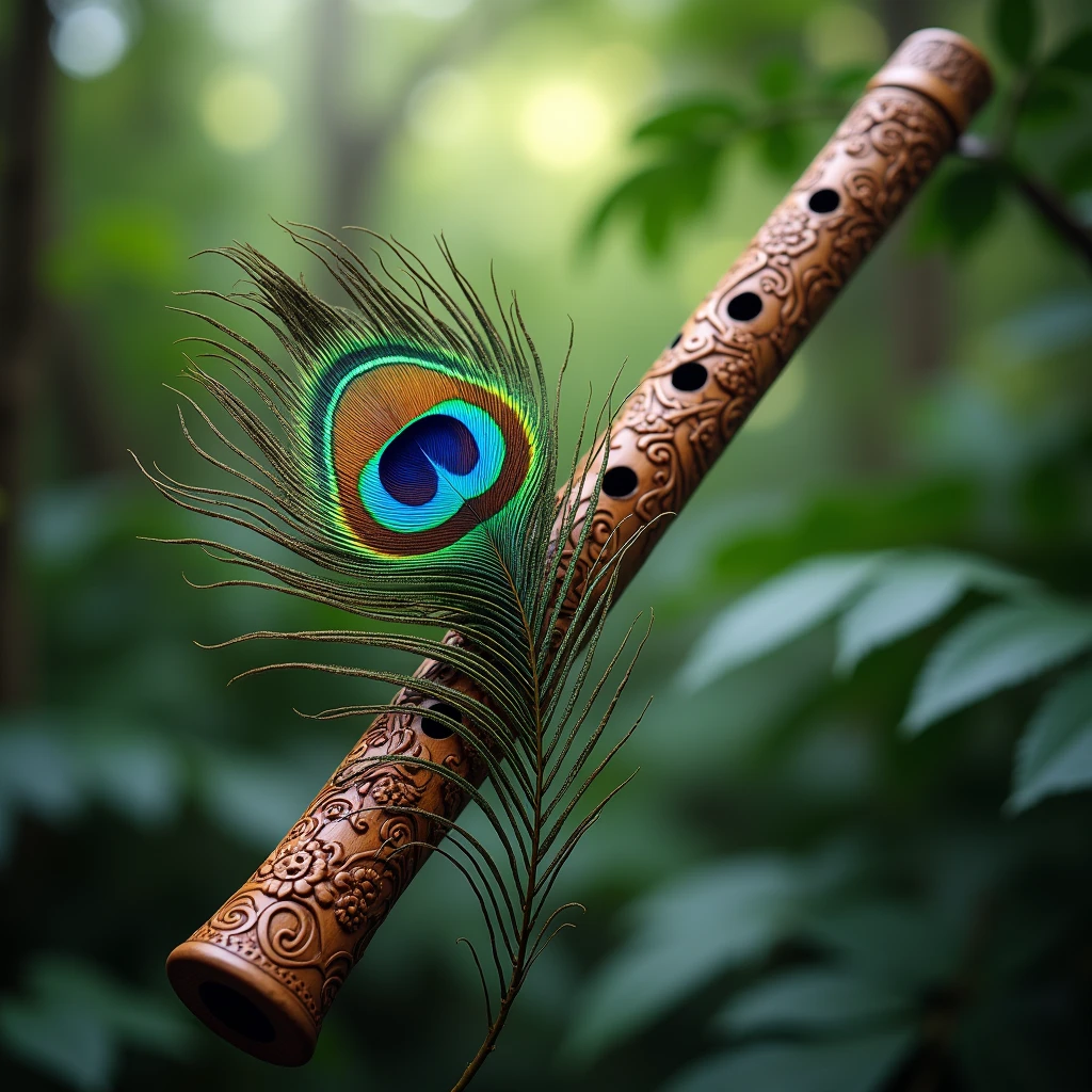 peacock feather with flute
