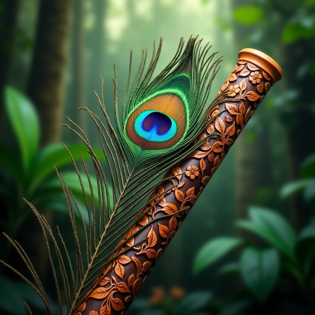 peacock feather with flute