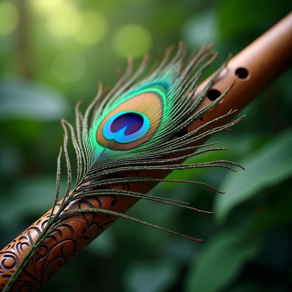 peacock feather with flute