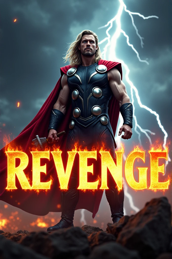 Avenger thor in baground and 'REVENGE' yext