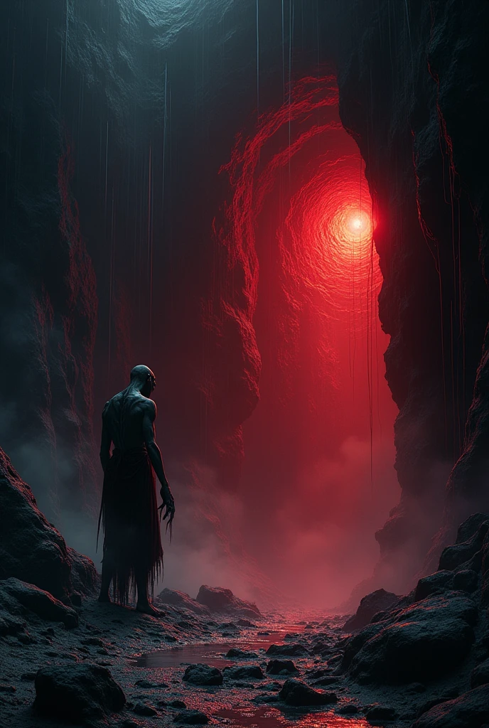 Generates a horror image of the heart of the abyss 
 