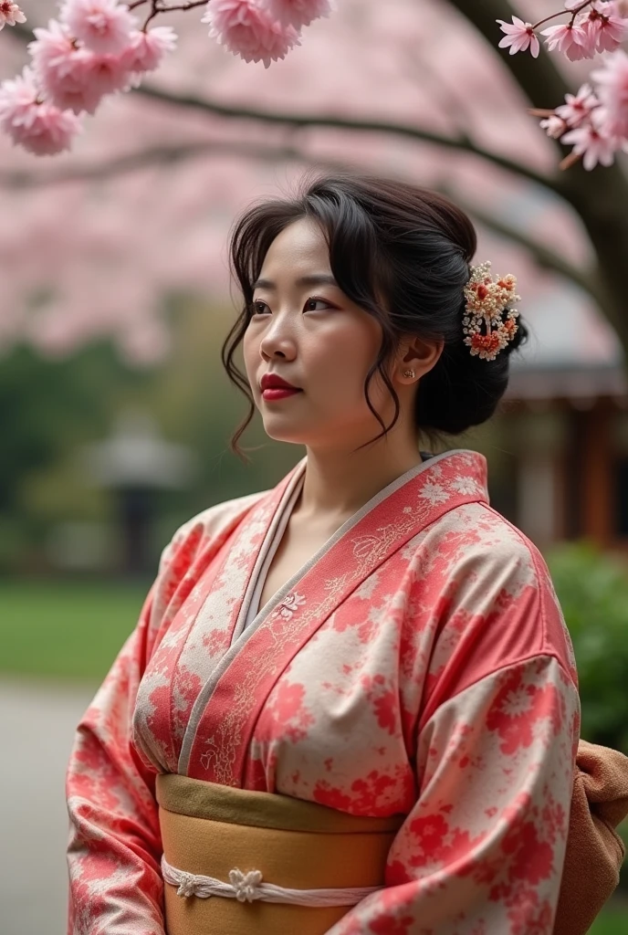 High resolution, In 8K、RAW Photos、Highest quality、masterpiece、Japanese woman in her 40s, (Large Breasts:1.2), ((Plump body:1.2)), Wavy Hair, Anatomically correct, Open your mouth
