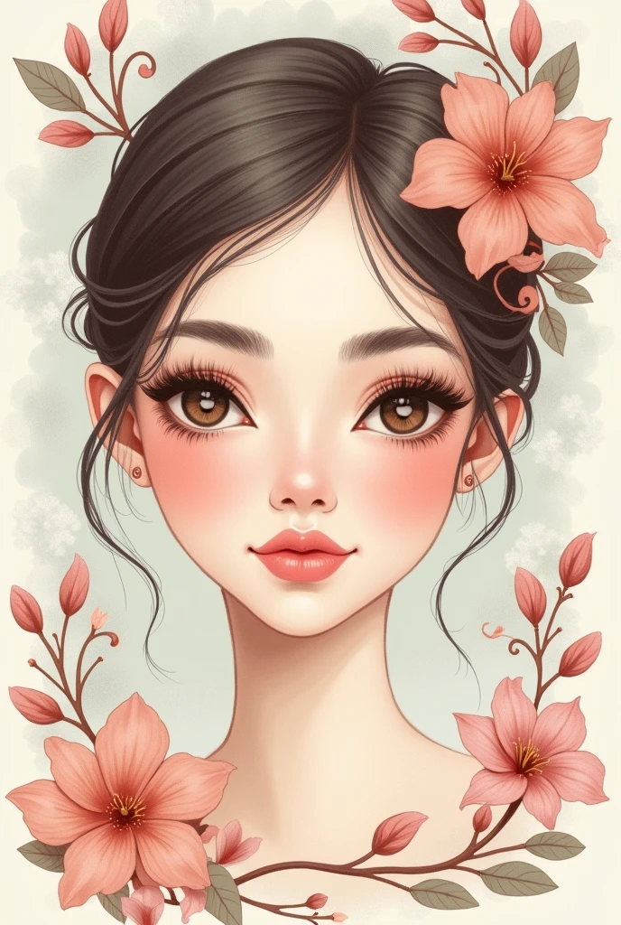 imageio: A face card with a delicate illustration of soft eyebrows and eyelashes.