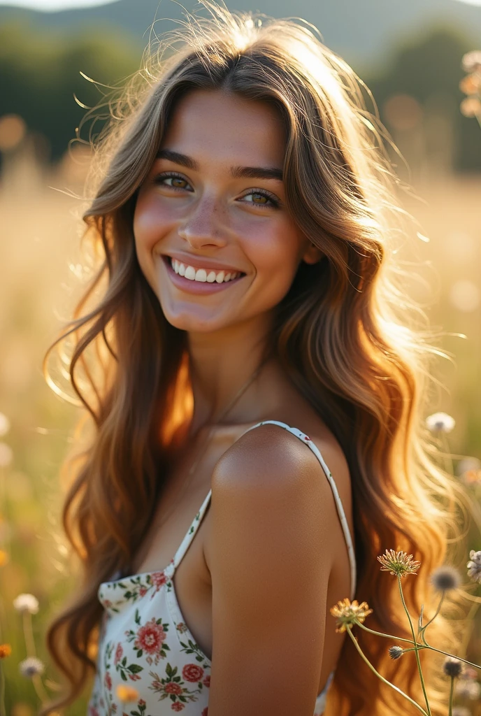 Beautiful girl with wavy long hair