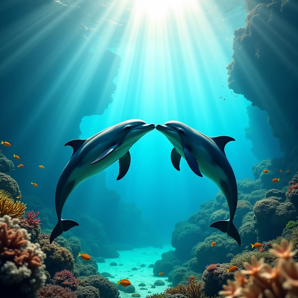 romantic dolphin couple