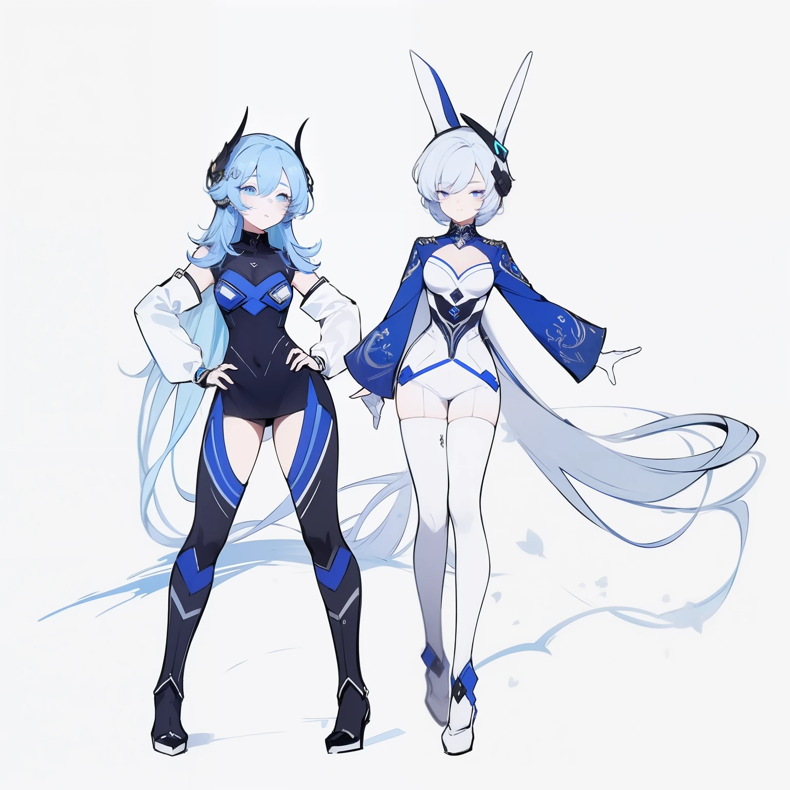 1 Girl,Metallic white and blue aviator suit, black, Tight clothing, Clothing that covers the entire body, beauty, slim, Exoskeleton, Knee-high boots, Actress, Supine, Open your thighs to the left and right, Arm-length gloves, earphone)