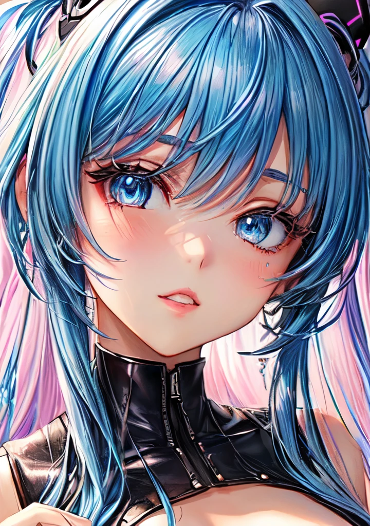 Vivid color Neon Cyber Beautiful girl Anime
