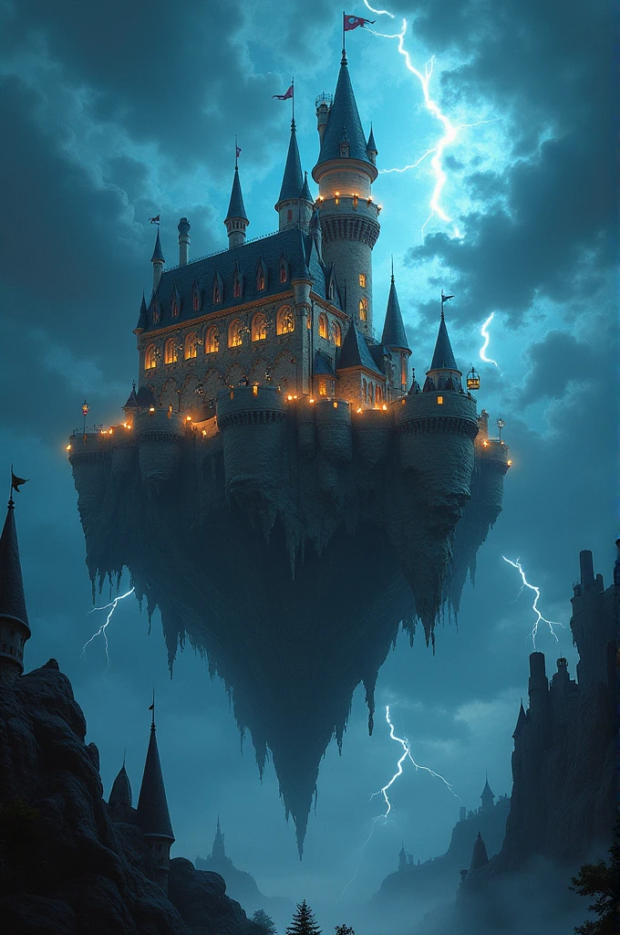 Floating castle in a stormy sky