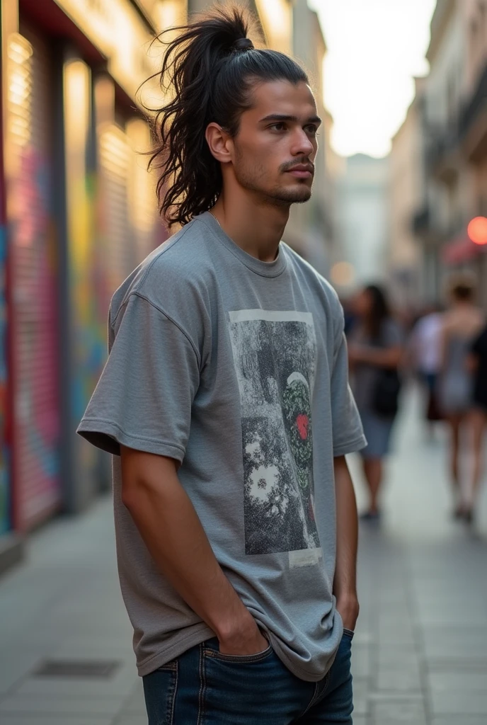 Half pony hairstyle youn man aesthetic image
