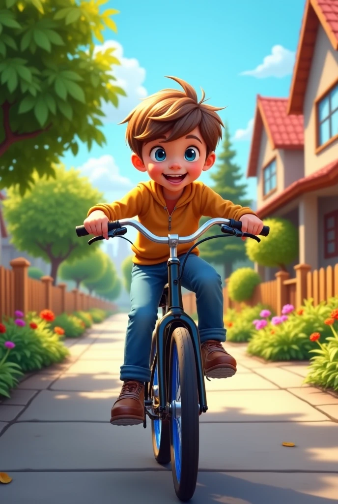 A smart boy with bike