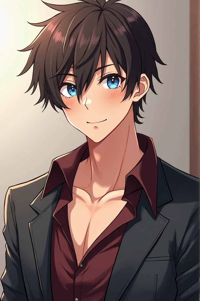 Create a gay anime style character cumming, gay man sexuality