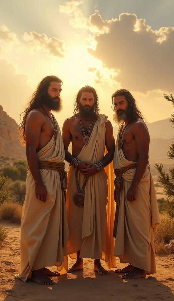make a drop of three nazarite men from the bible with long hair
