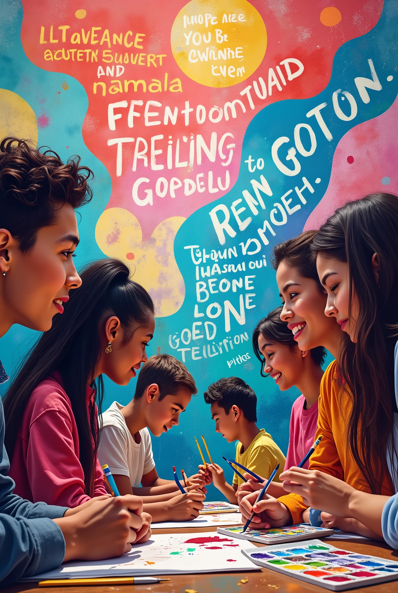 Create a poster image about mental health and teen art