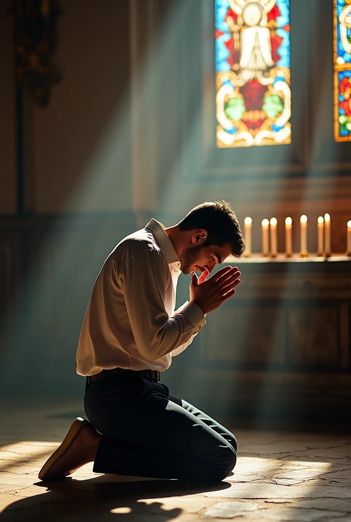man praying on his knees