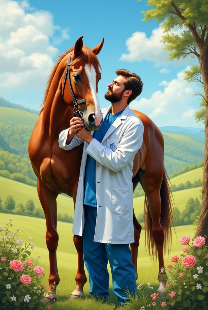 Doctor holding horse