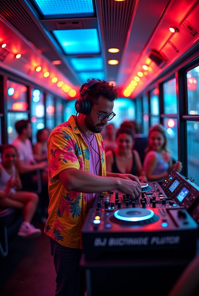 dj playing on the pub bus
