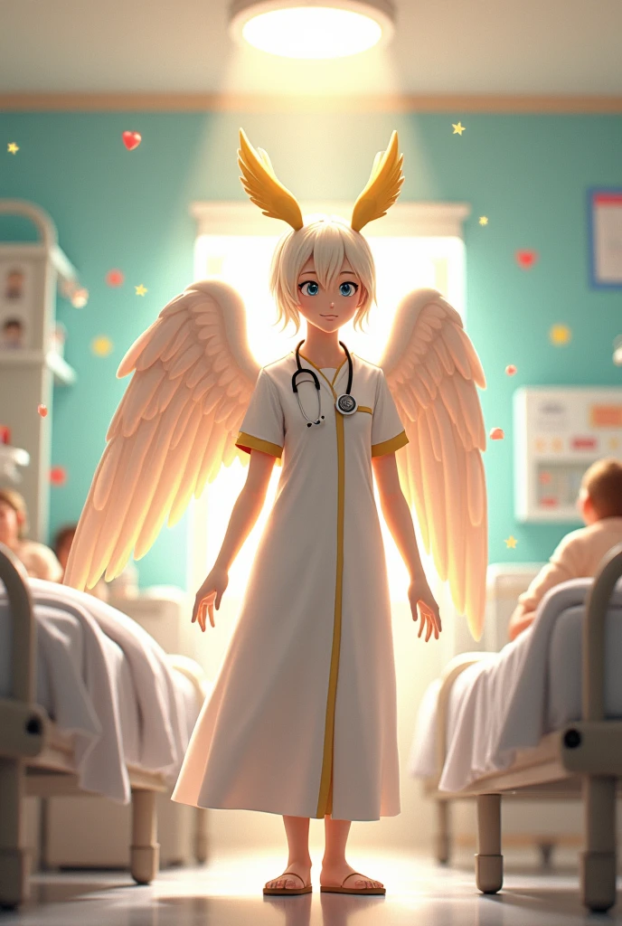 Draw the Digimon HolyAngemon as a nurse