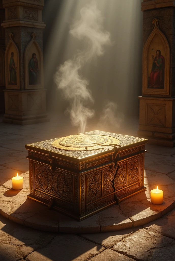 Lid of the Ark of the Covenant broken and split into two parts