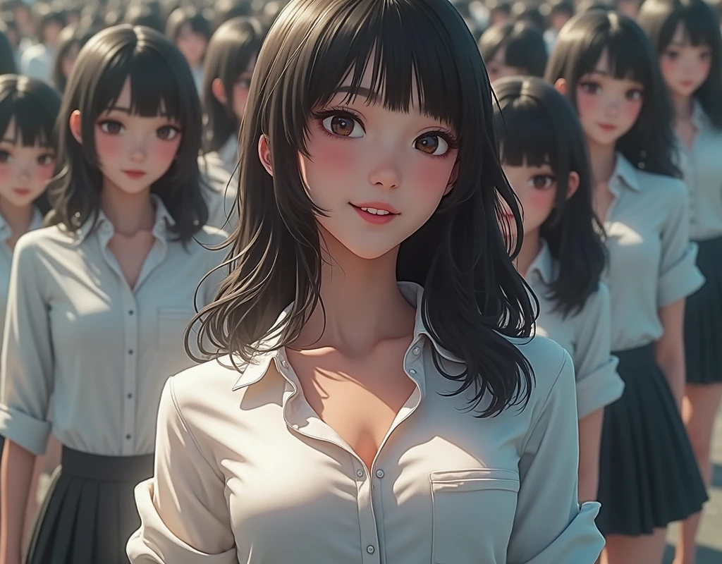 [Japanese Clone girls=Myself], [Perfect Clone girls Raw Photography Art], (16K, Highest quality, Ultra-high resolution, ((Unrealistic, Unprecedented sight, ((A World of Myself Proliferation)), Ultra-realistic))), (Japanese, woman, 26-year-old), (((((Small face, (((((Thick black hair, Semi-long hair)))))))))), ((Very beautiful detailed girls, Accurate body structure, とても詳細なSuper big breastsボディ)), (((Super big breasts, Large, swelling breasts))), (((White shirt, Big breasts emphasis, I can see the cleavage, Black Mini Skirt))), ((Dark Eyes, Mature face, Cute Smile, A gentle gaze)), (((((Happy laughter))))), (((((Very detailed, 1girl-1,000,000,000,000,000,000,000,000,000,000,000,000,000cloning girls))))), (((((A very detailed and precise description of the doppelganger, Perfectly the same girl, The exact same smile, Perfect same hair, Perfect same clothes, Exactly the same height, 完璧な同じLarge, swelling breasts))))), (((((Myself only))))), (((Perfect description, Filling the Earth 1,000,000,000,000,000,000,000,000,000,000,000,000,000cloning girls-1,000,000,000,000,000,000,000,000,000,000,000,000,000^100,000,000cloning girlsのMyself, 異次元のSuper dense, Super denseの中心に広くフォーカス, I&#39;m happy to be surrounded by countless versions of myself, I want to drown in love with countless versions of myself., I want to be drowned in love with countless versions of myself around me., Holding hands, hug, hug, kiss, Touching breasts))), (((Very detailed, Extremely crowded, Super dense, Super crowded))), ((Bright and soft light)), ((((((((Very detailed and clear hyper-perspective drawing)))))))), (((Subject depth zero))), Everyone is sexy