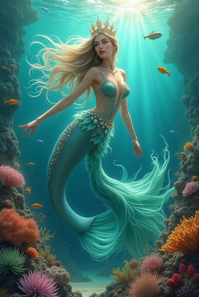A full picture of a queen mermaid