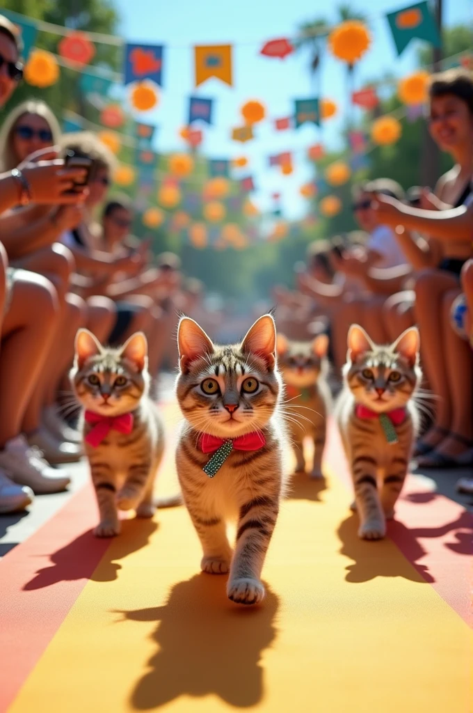 Making videos with cats parading 